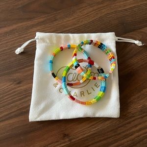 Multicolor Enamel Tile Stretch Stack Bracelets (Roxanne Assoulin dupes), 3 pack